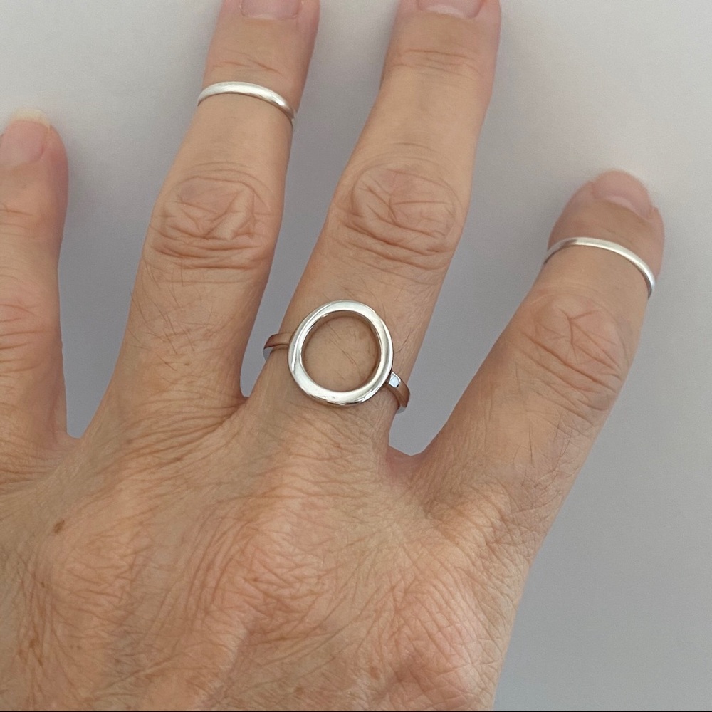Sterling Silver Large Open Circle Ring, Halo Ring